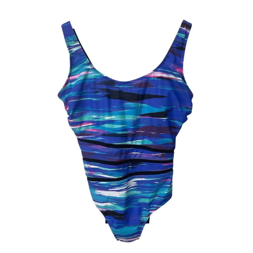 Reebok Womens One Piece Swimsuit Multi Colour/Black Size 16